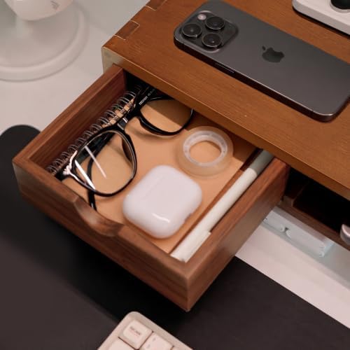 Bamboo Monitor Stand Riser with Drawer