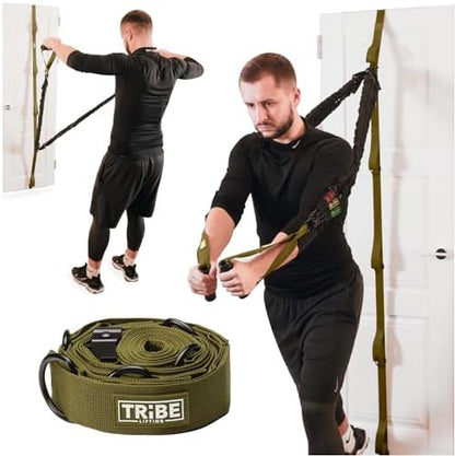 Door Anchor Strap for Resistance Bands with 5 Loops and Metal D-Rings