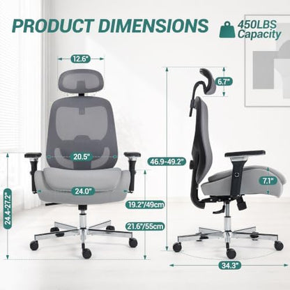 450LBS Ergonomic Mesh Office Chair with 4D Armrests