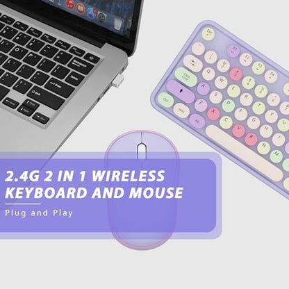 Kootop Wireless Computer Keyboard and Mouse Combo,Colorful Purple