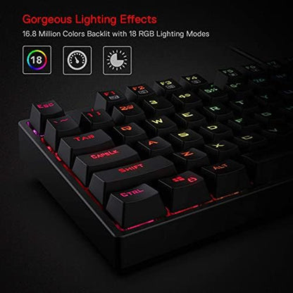Redragon K582 Wired RGB Mechanical Gaming Keyboard, 104-Key Standard Layout