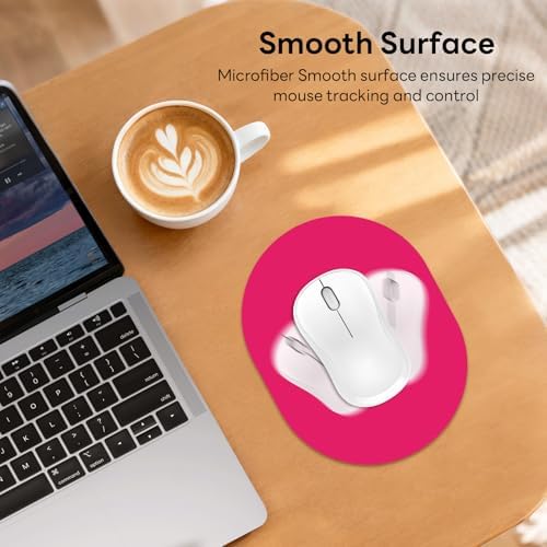 Oval Mouse Pad 6x8in Non-Slip for Laptop,Rose Red