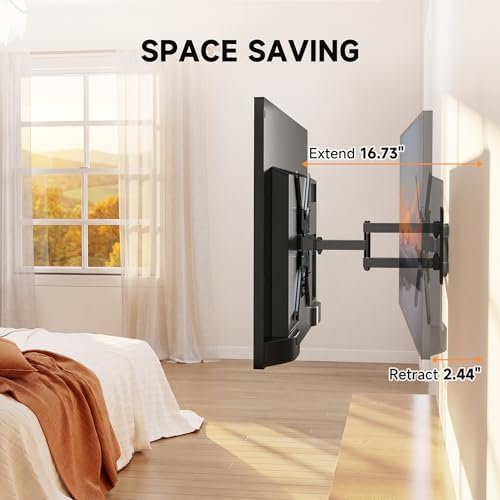 Full Motion TV Wall Mount for Most 26-60 Inch Flat Curved TVs, Wall Mount TV Bracket with Swivel Articulating Extension Tilt Arm, Support up to 77lbs, Max VESA 400x400mm(MAP3SE)
