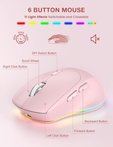 SABLUTE Wireless Keyboard and Mouse Combo, 9 Backlit Effects, RGB, 2.4GHz