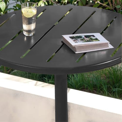 42" Tall Modern Industrial Bar Table-23.6" Dia Round Metal Top Bar Height Adjustable Standing Pub Table-Dining Room Bistro Table-Cocktail Table (Matte Black)