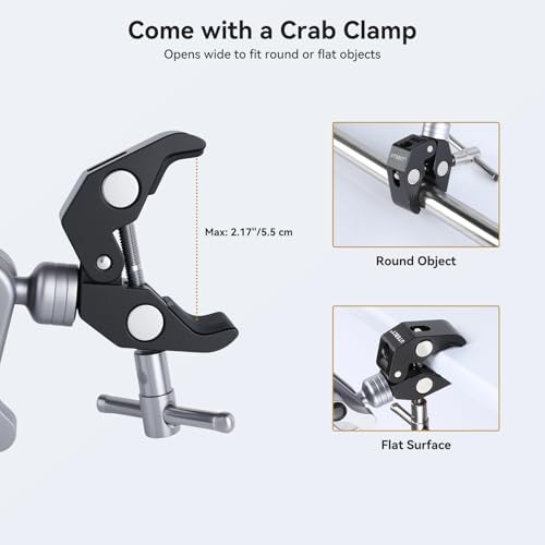 UTEBIT 22" Magic Arm w Clamp Mount, Overhead Desk Phone Mount 1/4" Thread