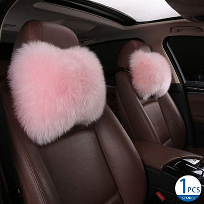 Car Headrest Pillow Plush Protector Neck Rest Pillows, Pink