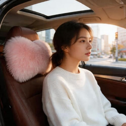 Car Headrest Pillow Plush Protector Neck Rest Pillows, Pink