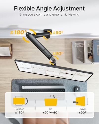 monTEK Single Monitor Wall Mount, Full Motion Spring Arm for 17-40" Screen