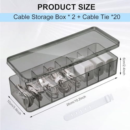 Tatuo Cord Organizer for Drawer Desktop, Gray, 2 Pack