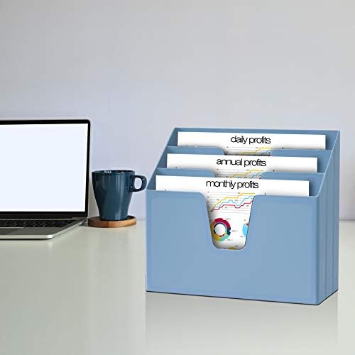 Acrimet Horizontal Triple File Folder Organizer Sorter, Letter Size, Blue