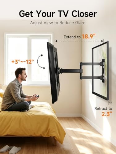 Suptek TV Wall Mount Full Motion for 23-43-55-65 Inch TV Up to 77lbs