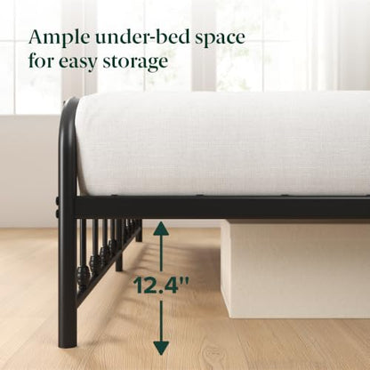 Leonardo Metal Platform Bed Frame, Victorian Spindle Headboard, King