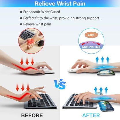 Desk Mat, Large Gaming Mouse Pad with Wrist Rest, 4in1 XXL Mousepad+Keyboard Wrist Rest+Mouse Pad Wrist Support+Cup Coaster Set Ergonomic Computer Desk Arm Wrist for Decor Home Office Women