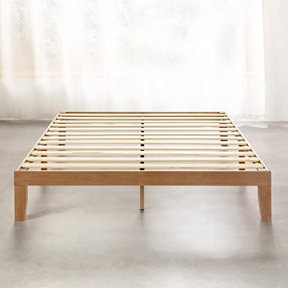 Naturalista Classic - 12 Inch Solid Wood Platform Bed with Wooden Slats, No Box Spring Needed, Easy Assembly, King, Natural Pine