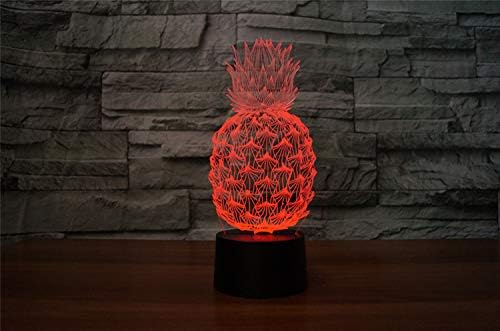 Pineapple 3D Illusion Night Light Touch Table Desk Lamp with Remote Control 16 Colors Optical USB LED for Kids Gift Room Decoration