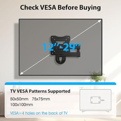 Full Motion TV Wall Mount for 12-29 Inch Monitor Bracket RV Camper