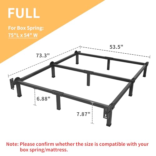 Metal Bed Frame, 9-Leg Bed Base for Box Spring, Full, 8 Inch