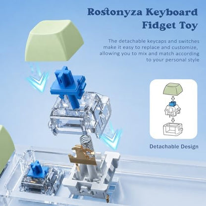 Keyboard Fidget Toy, Creamy Fidget Clicker Keyboard Fidget Keychain, Button Fidget Gifts for Adults, Boost Focus & Ease Anxiety Anywhere — Perfect Stress-Relief Gift (3×3 Grid Layout I)
