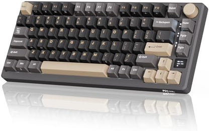 RK ROYAL KLUDGE M75 Wireless Mechanical Keyboard 2.4Ghz/BT5.1/USB-C Gaming Keyboard 75% Layout 81 Keys Gasket Mount with OLED Display & Knob RGB Backlight Hot-Swappable Light Switch, Grey