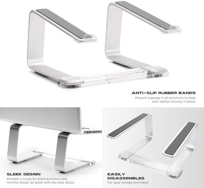 Griffin Elevator Laptop Stand - Ergonomic Computer Riser & Laptop Mount Made of Sturdy Brushed Aluminum - Supports Posture & Elevates Workspace with a Minimal Design, Classic Clear (2.5 Oz)