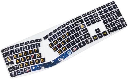 Silicone Keyboard Cover Compatible with Logitech Ergo K860 Ergonomic Keyboard US Layout, Logitech K860 Accessories, Space Man