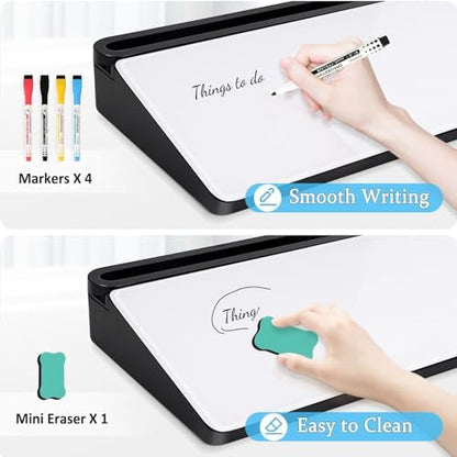DOLLAR BOSS Glass Desk Whiteboard Small Dry Erase Board, Black