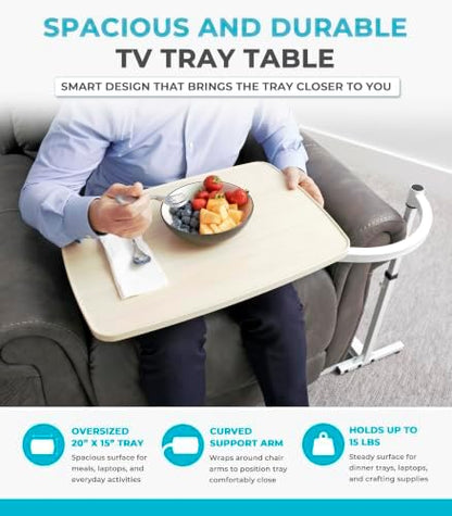 Stander Wonder Tray, Adjustable Swivel Table, Large Laptop Stand, Couch Desk, Side Tables & Gaming Bench, TV-Trays for Eating on Couches, Chairs, Recliners, Maple
