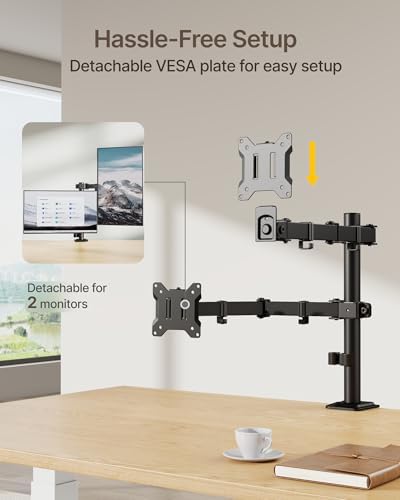 monTEK Dual Monitor Stand for 17-32" Screens, 22 lbs Each