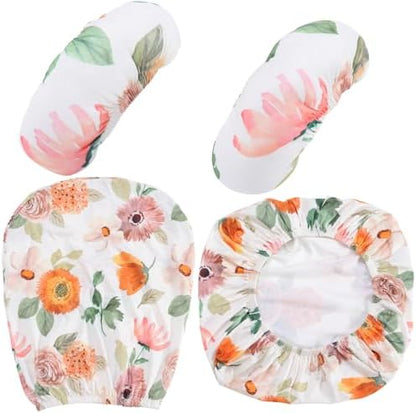 Tallew 4 Pcs Office Chair Cover Desk Seat Stretchable Set, Flower
