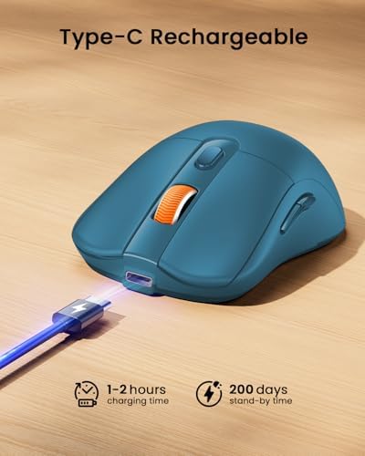ProtoArc EM15 USB C Mouse, Tri-Mode Bluetooth Mice for Laptop, Blue