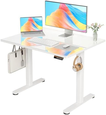 Claiks Glass Standing Desk 40x24 Inch White