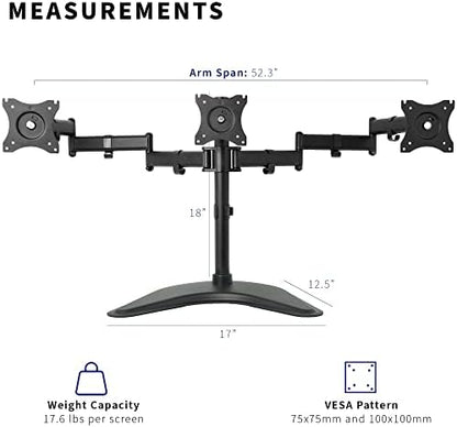 VIVO Triple Monitor Mount Fully Adjustable Desk Free Stand for 3 LCD Screens up to 24 inches STAND-V003P