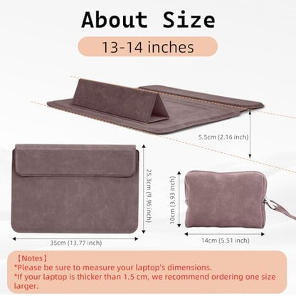 13.3-14 Inch Laptop Sleeve Case with Stand Feature,Matte PU Leather