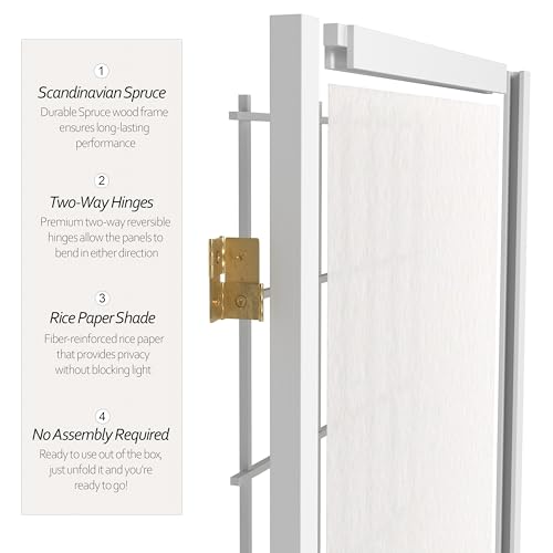 6 ft. Tall Window Pane Shoji Screen - White - 4 Panels