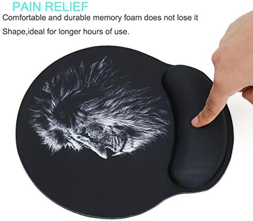RICHEN Memory Foam Mouse Pad with Wrist Support,Ergonomic Mouse Pad with Wrist Rest,Non-Slip Rubber Base for Computer Laptop & Mac,Lightweight Rest for Home,Office & Travel (Lion)