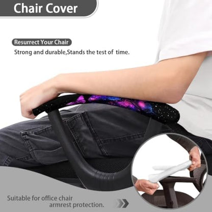 Butterfly Printed Office Chair Armrest Covers Set of 2 Anti-Dust Gaming Chairs Arm Rest Slipcover Cover with Elastic Edge Dust-Proof Washable Home Decorative Accessories