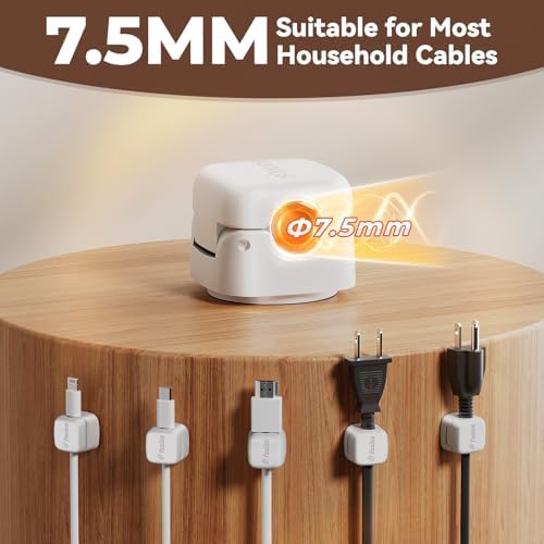 12Pack Cable Clips Cord Organizer for Desk, 360° Rotatable, White