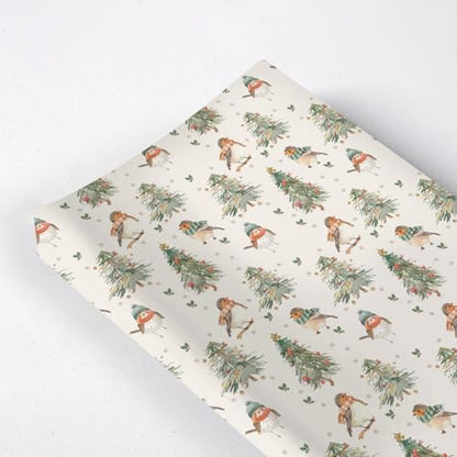 Cute Watercolor Christmas Birds Trees Leaves Pattern Baby Changing Pad Cover, Unisex Christmas Nursery Diaper Changing Table Pad Mat Sheet for Boys Girls-16x32