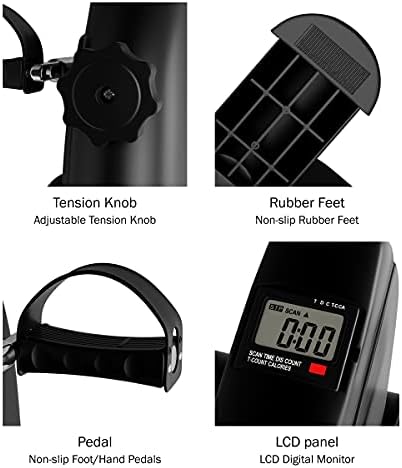 Under Desk Bike and Pedal Exerciser - At-Home Physical Therapy Equipment and Exercise Machine for Arms and Legs with LCD Screen by Wakeman Fitness