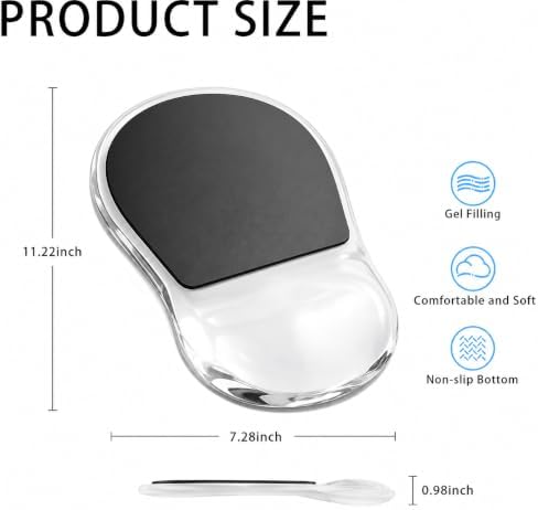 Black Gel Mouse Pad with Wrist Support, Erogonomic Cooling Wrist Pad