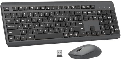 Wireless Keyboard and Mouse Combo, Full-Size Silent Ergonomic Keyboard and Optical Mouse, Long Battery Life, 2.4G Lag-Free Mice Keyboard for Computer, Mac, Laptop, PC, Windows(Gray)
