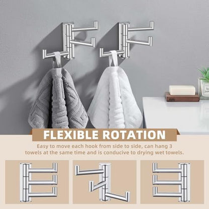 Suyar Swivel Towel Hook Polished Chrome, Bathroom Robe Holder with 3 Arms