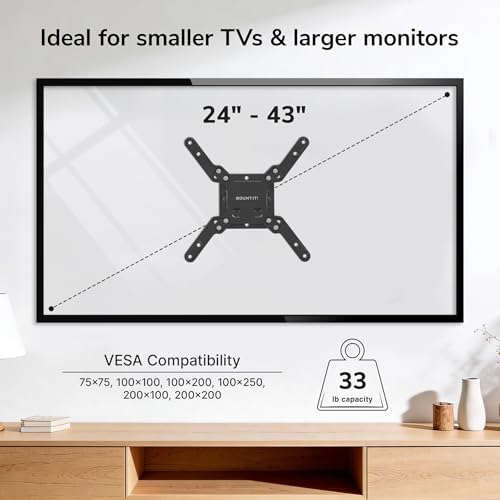 Mount-It! Tilting TV Wall Mount for 24-43 Inch TVs Low Profile
