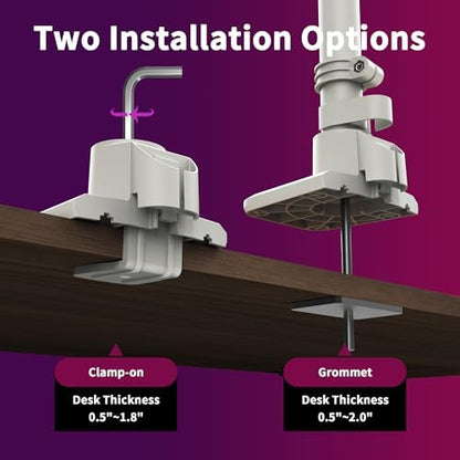 Single Monitor Arm for 17-49 Inch Ultrawide Screens, Single Monitor Mount Heavy Duty up to 44lbs, Adjustable Vertical Stacked Full Motion Single Monitor Arm Desk Mount, 75/100mm VESA Mount, White