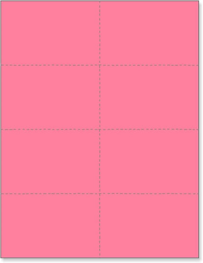 Limited Papers (TM) 8.5x11 Perforated Paper, 20/50 Pound, 75 GSM, Variety of Perforation Sizes and Colors, for Forms, Tickets, Postcards, Business Cards. (Cherry, 8 up)