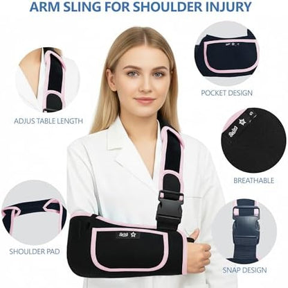SPRING SEAON Arm Sling Shoulder Immobilizer for Women and Men Adjustable