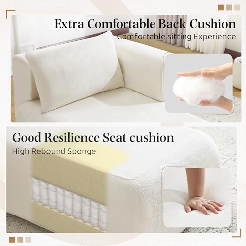 Upholstered Chaise Lounge Indoor, Boucle Comfy Fluffy Lounge Sofa