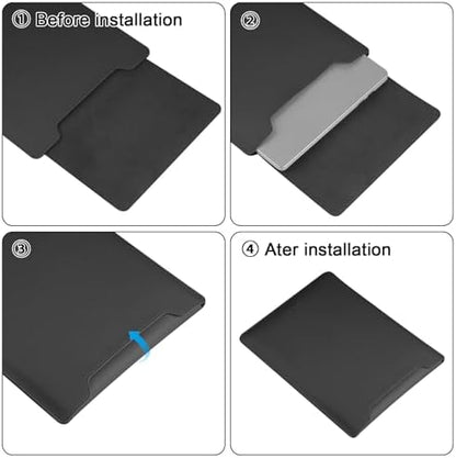 HoYiXi 13.3'' /13.6'' Laptop Sleeve Case PU Leather with Stand Compatible with MacBook Pro 14/MacBook Air 13(M1 M2)/ASUS Vivobook 14/Dell XPS 13/ASUS Matebook,13-14'' Laptop Bag,Black