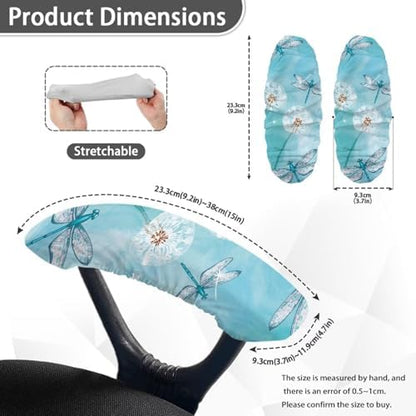 Dragonfly Dandelion Print 2Pcs Office Chair Armrest Covers, Soft Chair Arm Covers Stretchable Washable Computer Chair Armrest Slipcovers